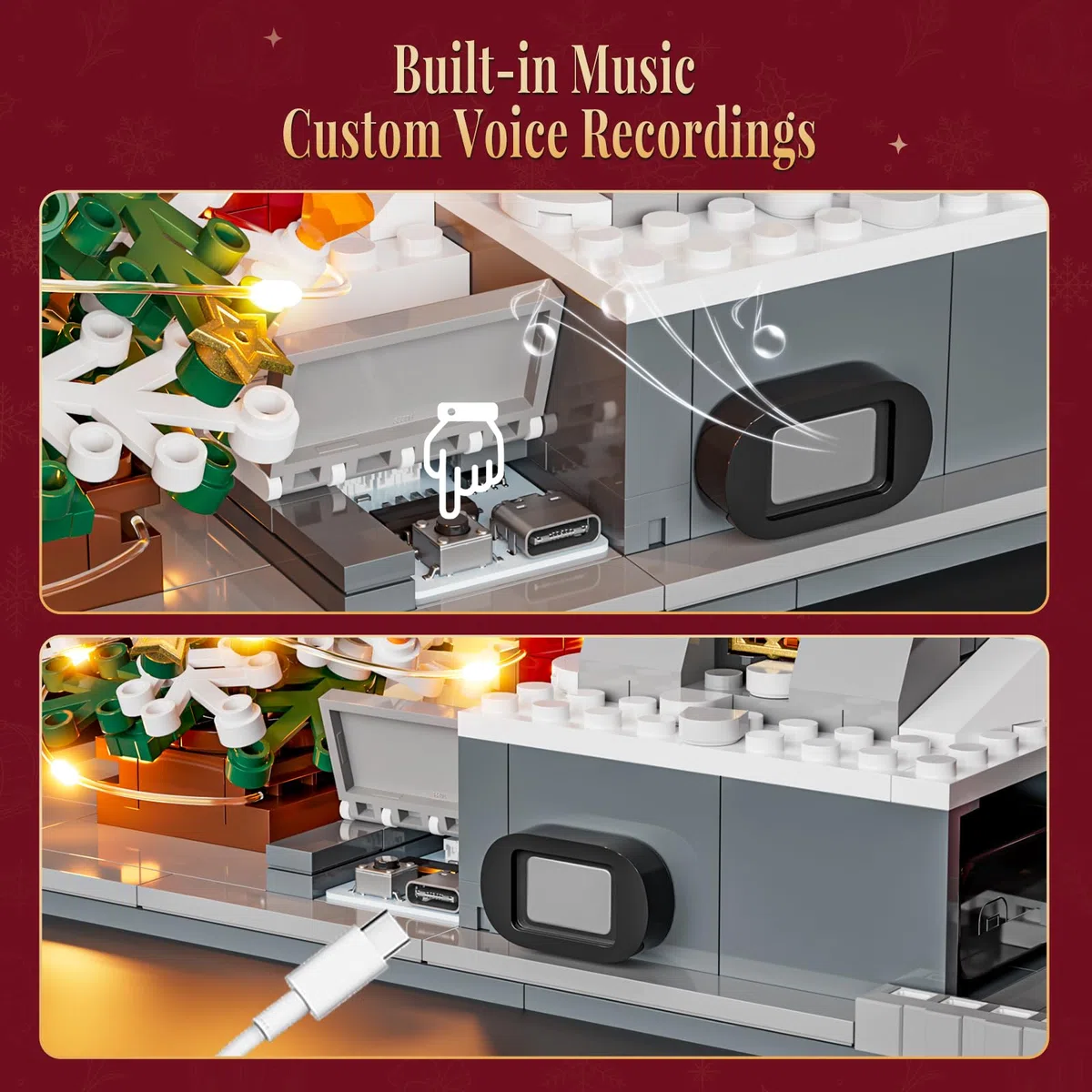 LUMIBRICKS Weihnachts-Pub Bauset mit LED-Beleuchtung und Soundmodul, 2142 Teile Weihnachtsdorf-Modell für Erwachsene, Modulares Gebäude mit Licht- und Musikeffekten