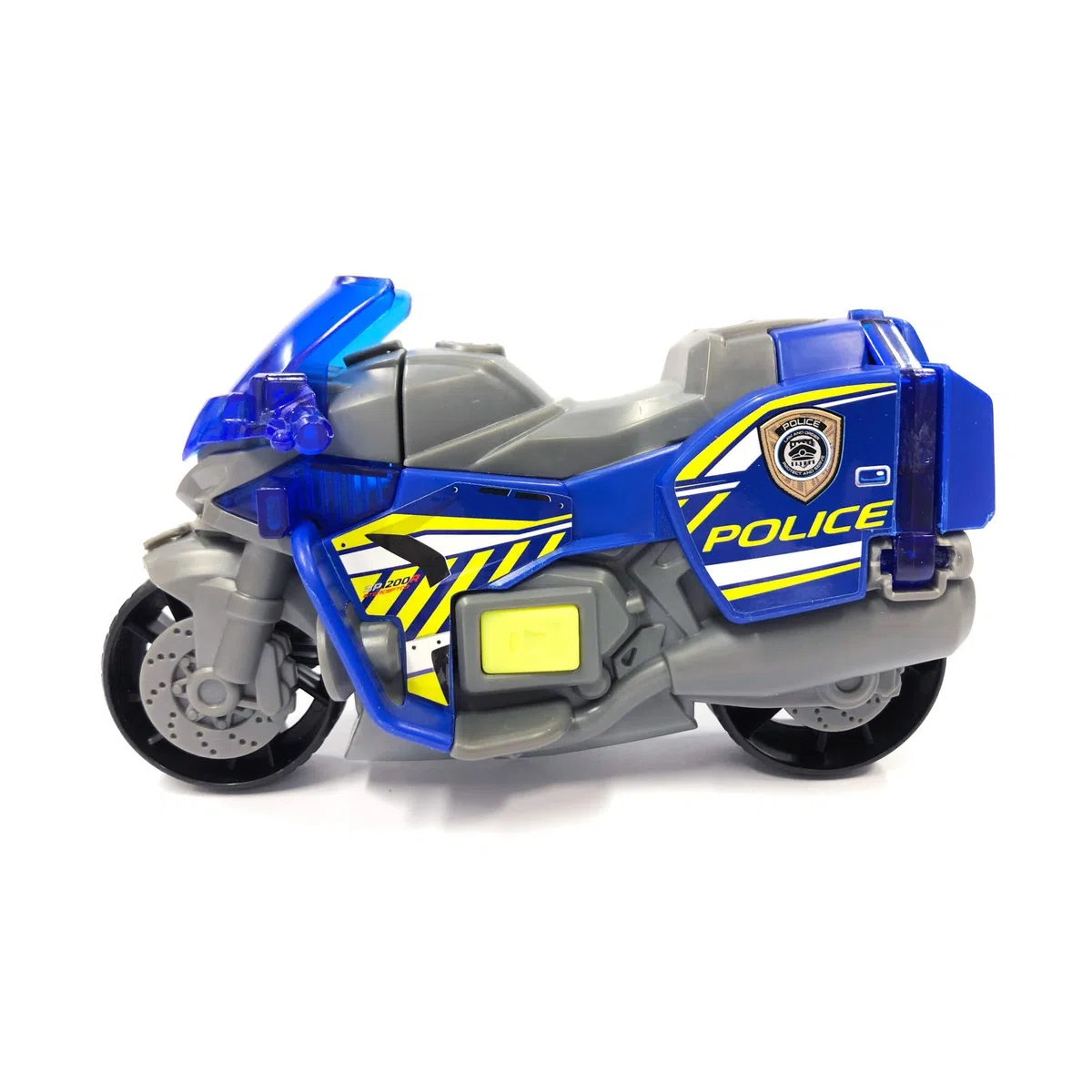 Dickie Toys – Polizei Motorrad – Spielzeug Motorrad für Kinder ab 3 Jahren, mit Licht- und Soundeffekte, Freilauf, ausklappbares Warnschild, 15 cm lang, 203302031, Mehrfarbig