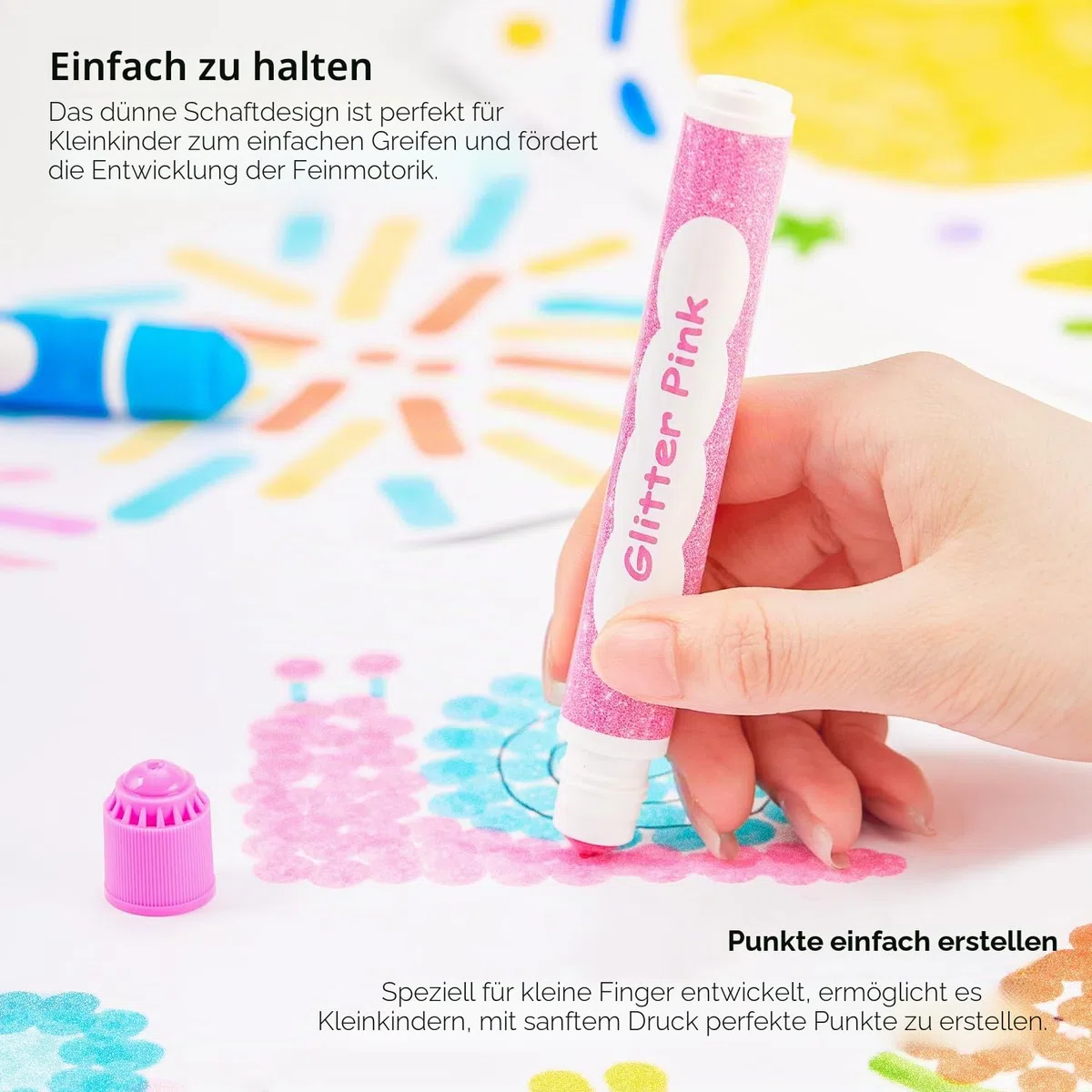 Shuttle Art 15 Glitzer Dot Markers, Kinderstifte auswaschbar, Bingo Marker, Stempelstifte für Kinder zum Malen & Bingo Painting Set, Bingo Dabber Pen mit ungiftiger Wasserbasis Tinte, Punkt Marker Set