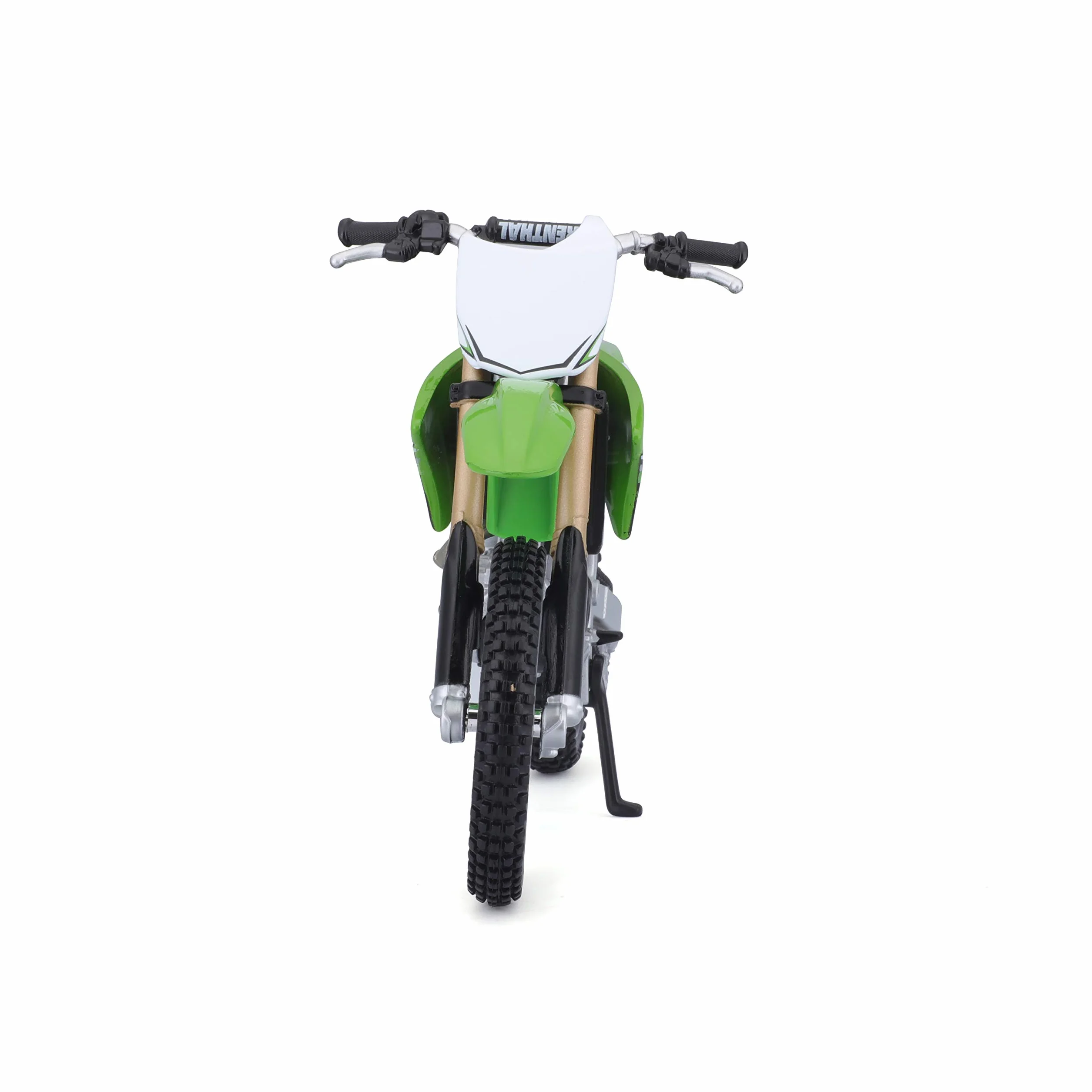Bauer Spielwaren 2049755 Maisto Kawasaki KX 450F: Originalgetreues Motorradmodell 1:12, mit beweglichem Ständer, Hinterrad-Federung und frei rollenden Rädern, grün (531175)