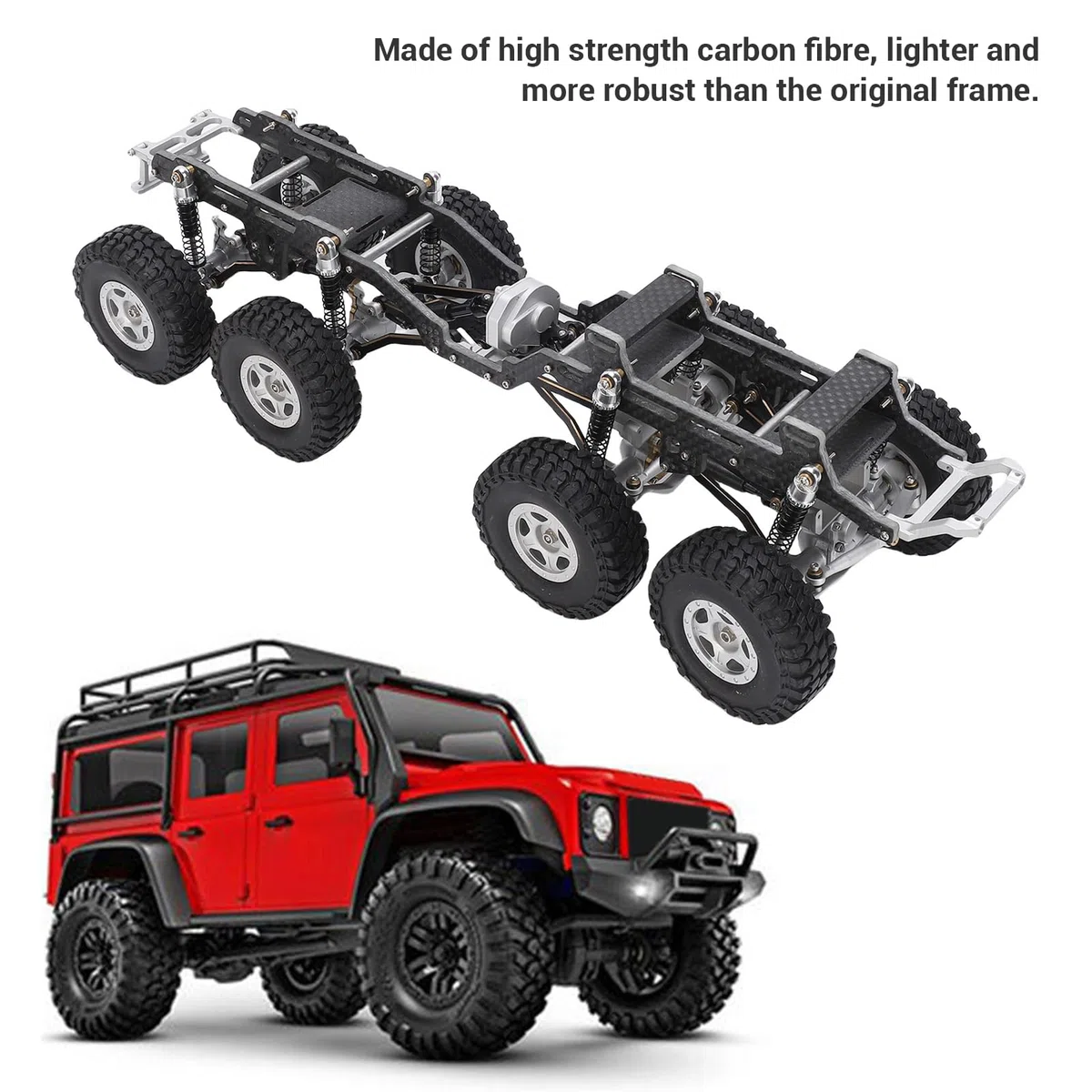 VBESTLIFE Kohlefaser-Chassisrahmen mit Niedrigem Schwerpunkt Als Ersatz für Axial SCX24 RC-Car, Hochfestes, Leichtes Nachrüstset für Verbessertes Handling (Schwarz und Silber)
