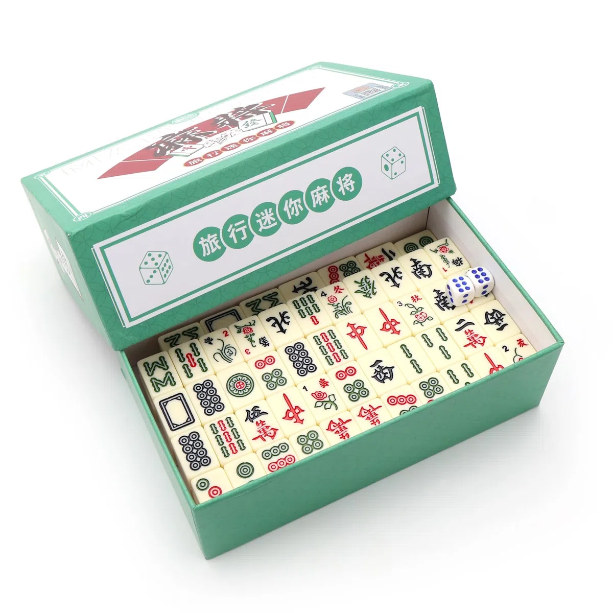 Mini-Chinesisches Mahjong Spiel, Mahjong Set mit 144 Steinen, Brettspiel, Geeignet für Jung und Alt, Ideal für Familien, Reisen, Partys