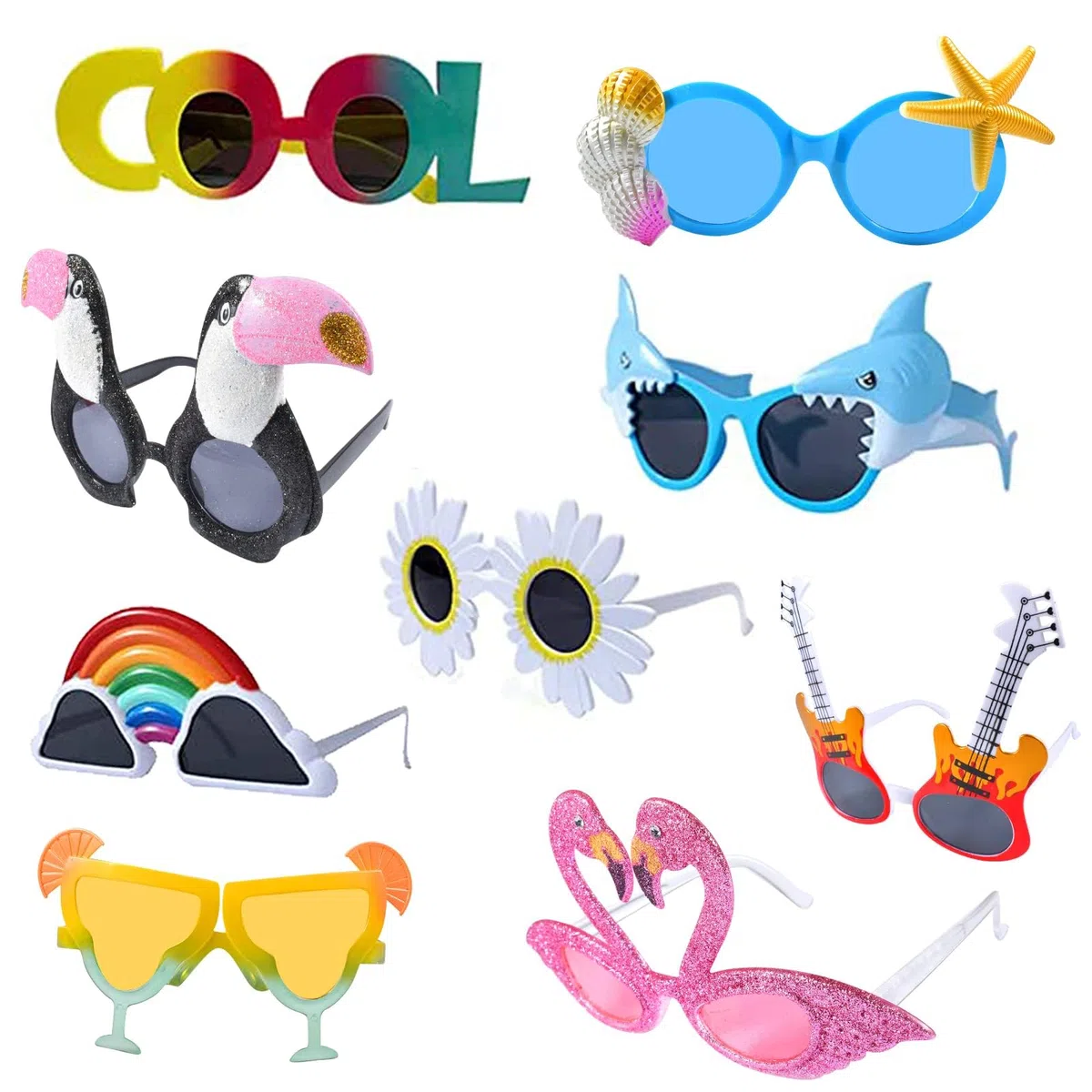 Party Brille, 9 Paar Lustige Sonnenbrille, Party Sonnenbrille für den Freizeitgebrauch, Hawaii Brille Party Accessoires, Neuheit Partybrillen für Kinder, Teenager und Erwachsene