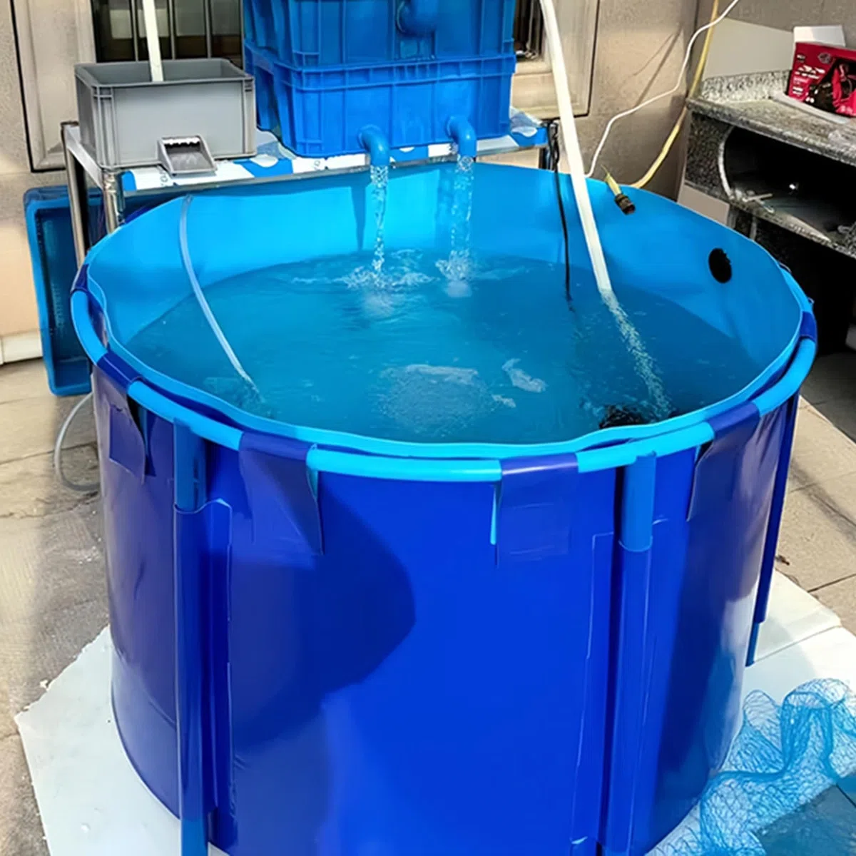 Tragbarer, faltbarer PVC-Pool für Kinder und Erwachsene, runder oberirdischer Swimmingpool für Terrassen und Hinterhof-Spaß (2 x 0,8 m)