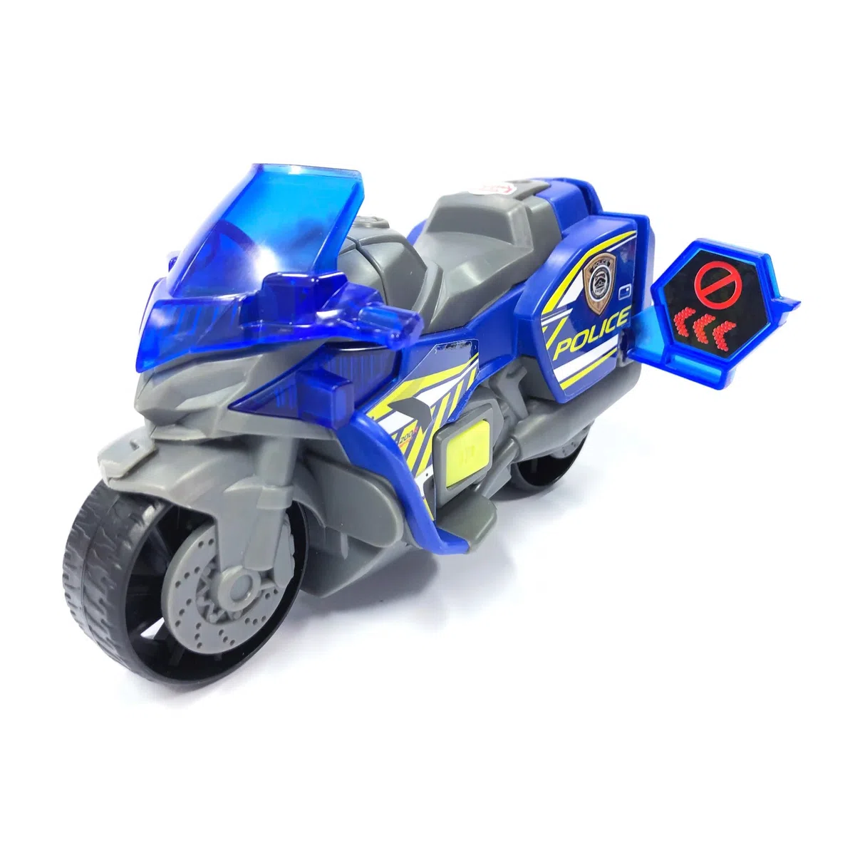 Dickie Toys – Polizei Motorrad – Spielzeug Motorrad für Kinder ab 3 Jahren, mit Licht- und Soundeffekte, Freilauf, ausklappbares Warnschild, 15 cm lang, 203302031, Mehrfarbig