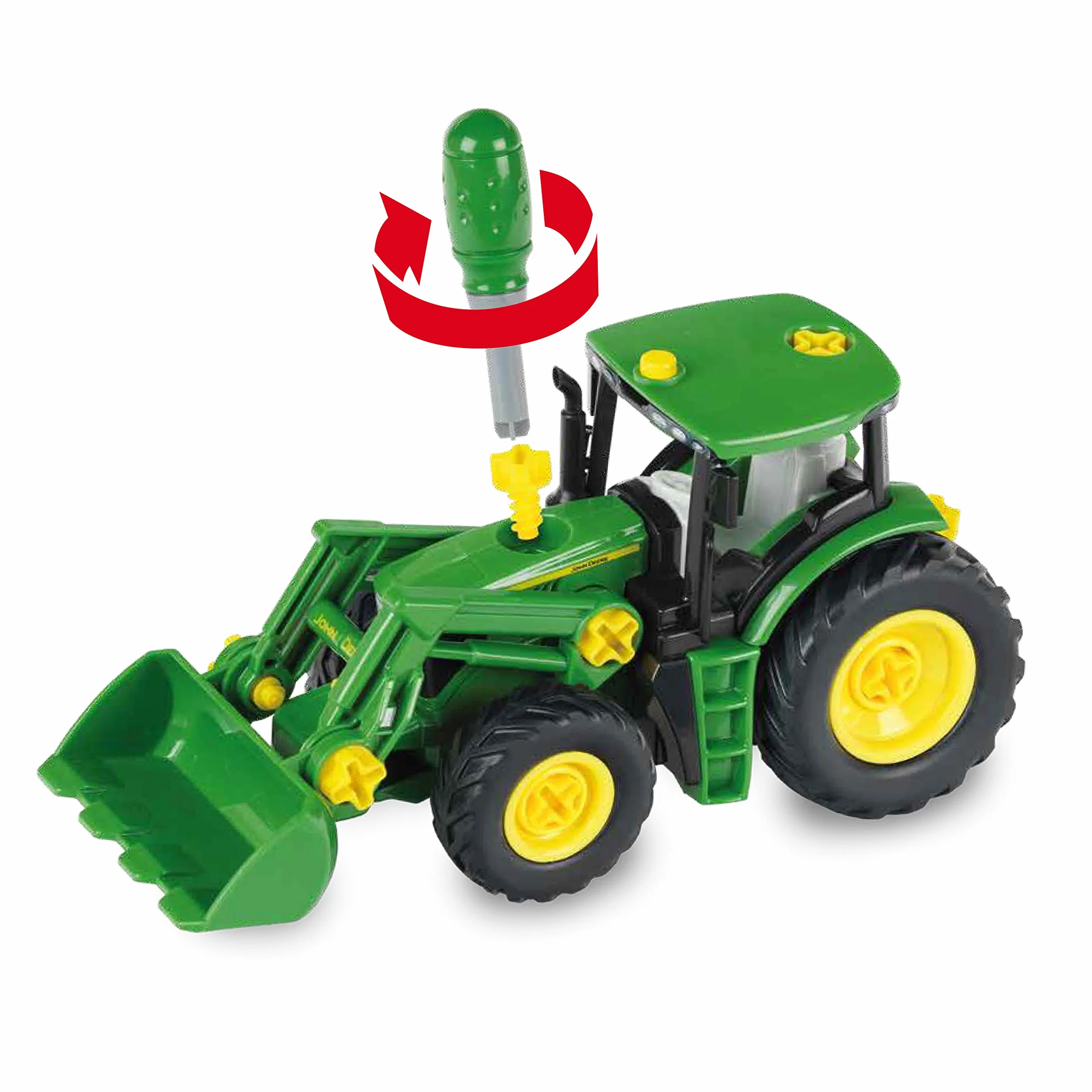 Theo Klein 3903 John Deere Traktor | Mit Frontlader und Gegengewicht | Demontierbare Einzelteile | Maße: 24,5 cm x 9,5 cm x 12 cm | Spielzeug für Kinder ab 3 Jahren