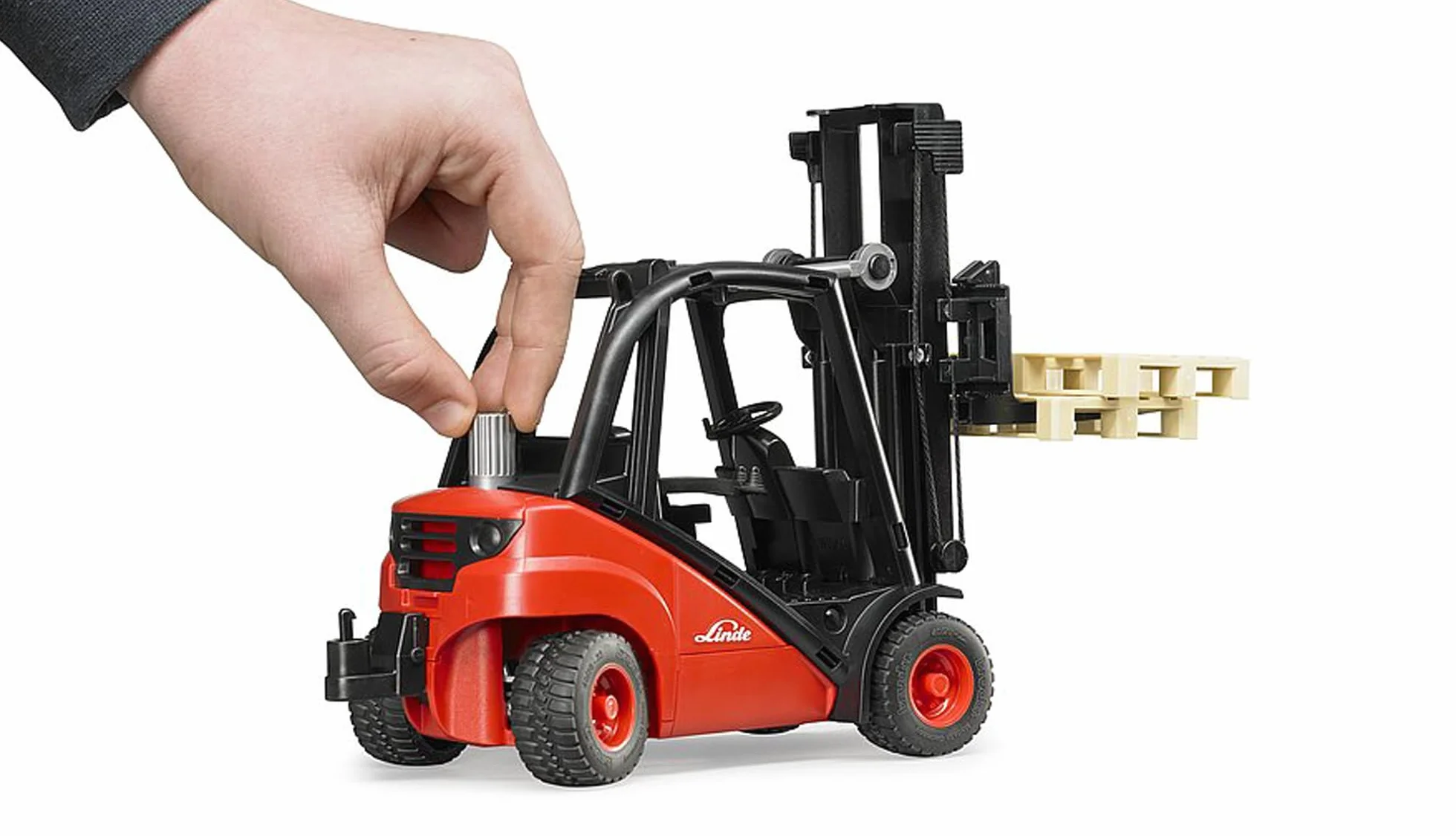 Bruder 02511 - Linde Gabelstapler H30D mit Anhängerkupplung & 2 Paletten - 1:16 Fahrzeug, Stapler, Versand & Logistik, Bauernhof
