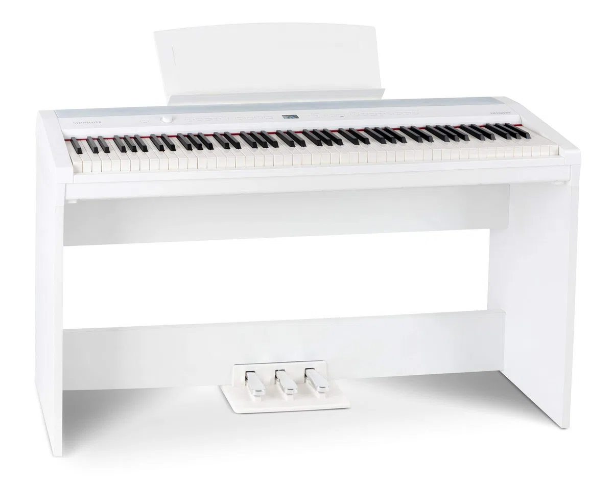 P-60 WM Compact Piano (Stagepiano mit 88 Tasten und passendem Unterbau, Hammermechanik, Anschlagdynamik, 128-fach polyphon, 14 Sounds, inkl. Notenhalter und Netzteil) weiß
