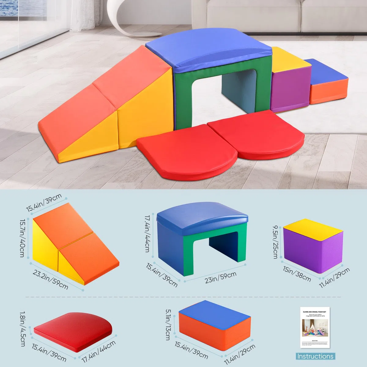 Kinder Schaumstoffbausteine, große Schaumstoffbausteine, Indoor-Kletterblöcke, Kinderklettergerüste (bunt-6)