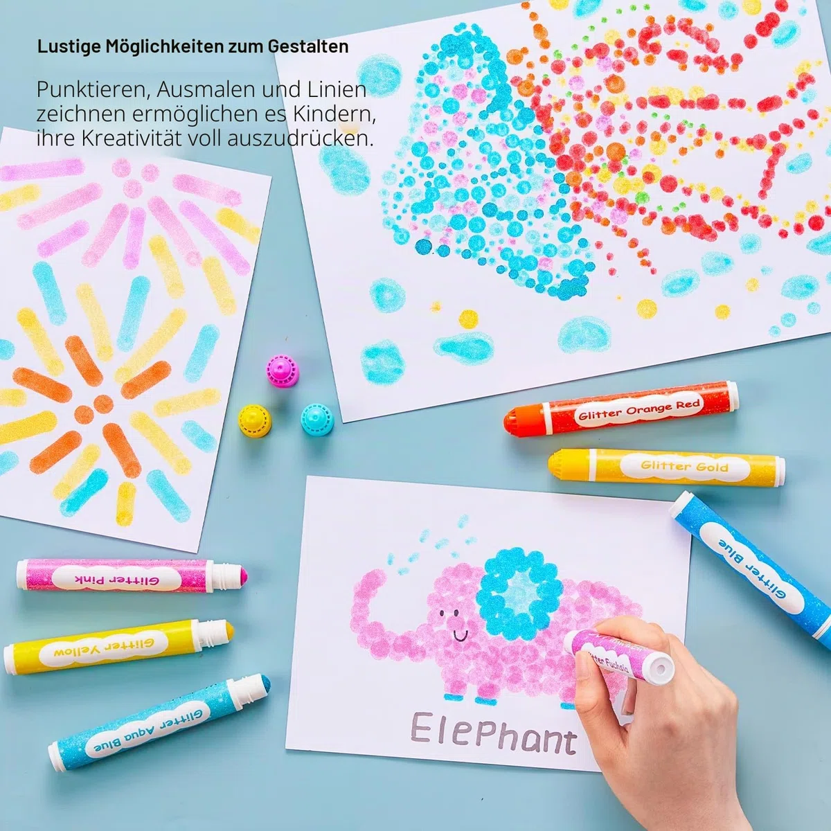 Shuttle Art 15 Glitzer Dot Markers, Kinderstifte auswaschbar, Bingo Marker, Stempelstifte für Kinder zum Malen & Bingo Painting Set, Bingo Dabber Pen mit ungiftiger Wasserbasis Tinte, Punkt Marker Set