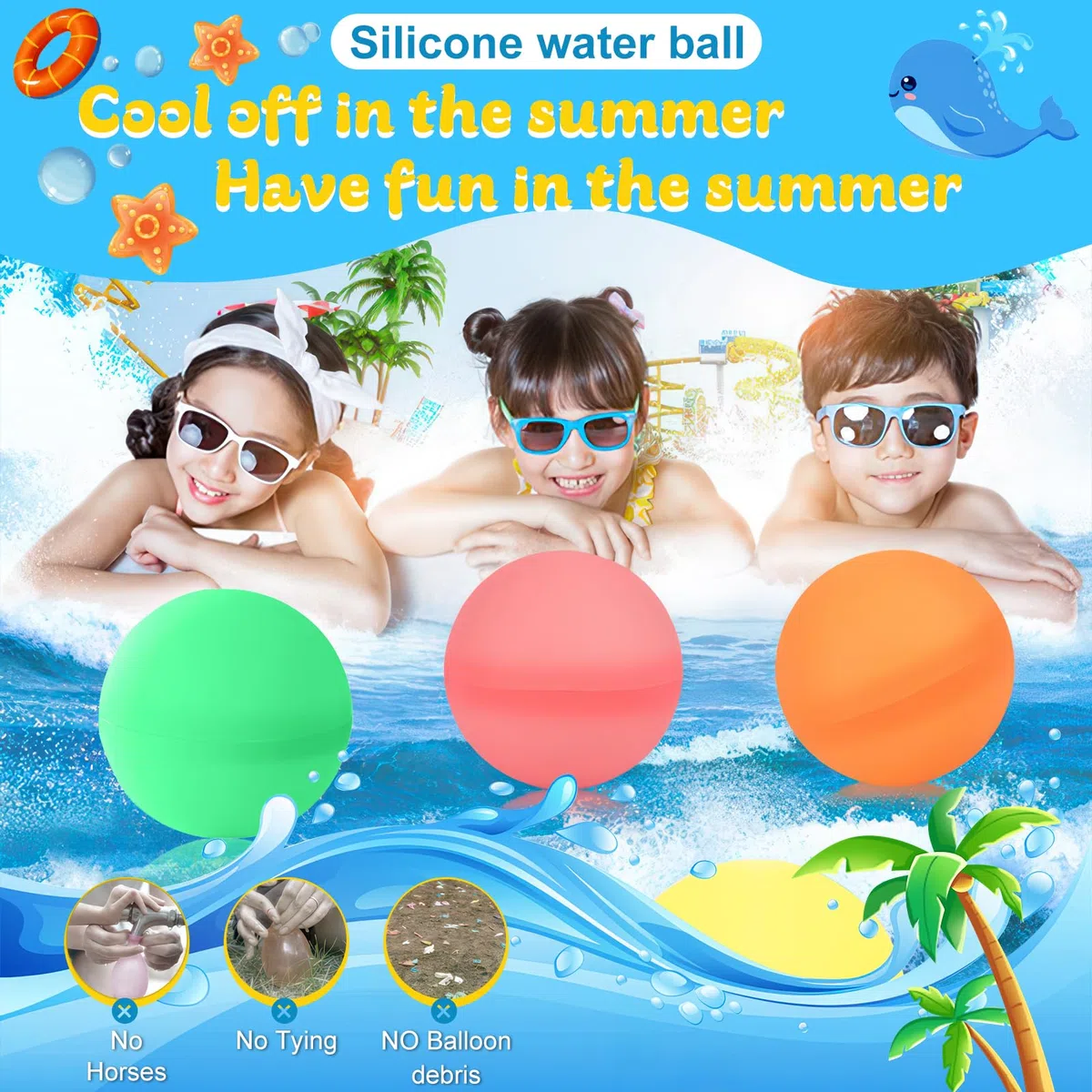 Wasserbomben Selbstschließend,6 Stück Silikon Wiederverwendbare Wasserbomben für Kinder & Erwachsene, Wasserballoons Schnellfüller Outdoor Wasserspielzeug für Pool, Strand & Sommerparty