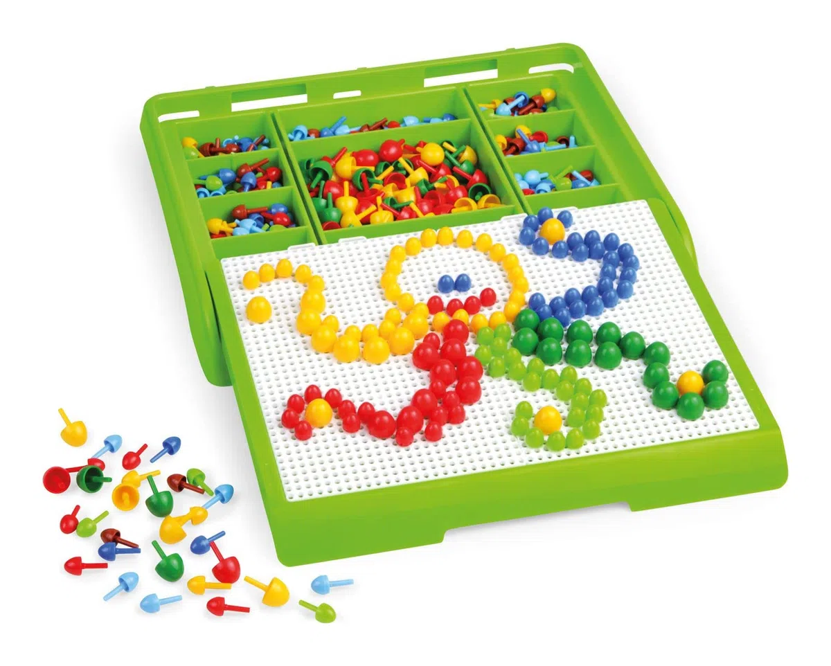 Lena 35615 Mosaiksteckspiel, Mittel, Blau,Gelb,Grün,Rot