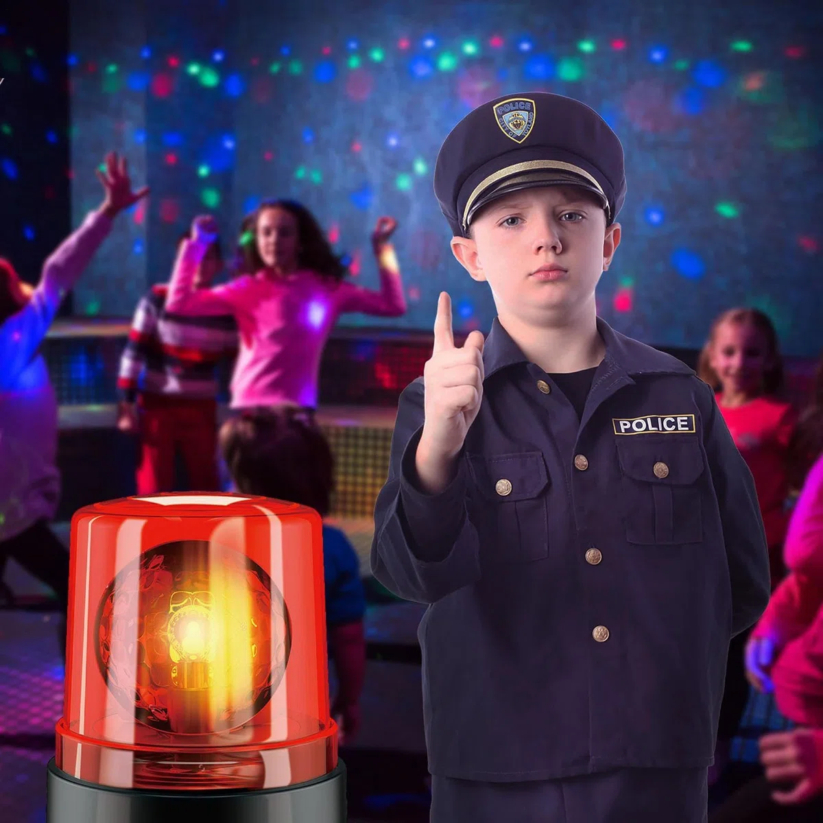 KINDERLICHT - Elektronische Warnleuchte blinkend mit Horn und Magnetfuß | Zubehör für Feuerwehrsimulationsspiele, ideal für Rollenspiele und Rollenspiele