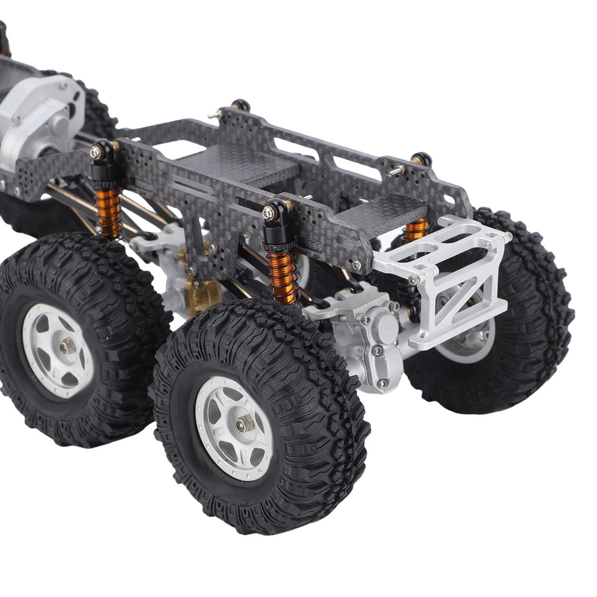 Leichter Carbonfaser-Chassisrahmen für Axial SCX24 RC Truck 6x6 |Upgrade mit Niedrigem Schwerpunkt, Schwarz-silbernes RC-Autoteil (schwarzes Silber)