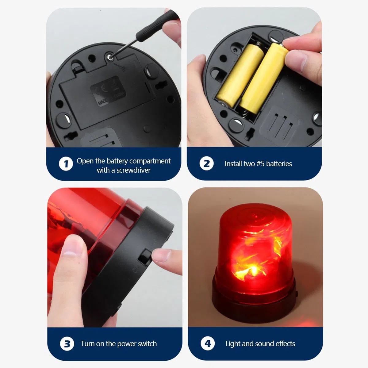 KINDERLICHT - Elektronische Warnleuchte blinkend mit Horn und Magnetfuß | Zubehör für Feuerwehrsimulationsspiele, ideal für Rollenspiele und Rollenspiele