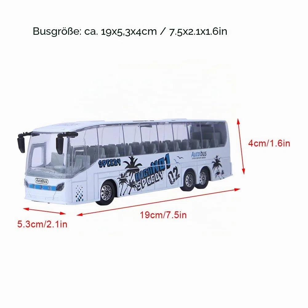 Zerodis 1:50 Simulation Transit Bus Modell,Bus Modell Spielzeug Alloy Pull-Back Busspielzeug mit Licht und Musik für Kinder(Weiß)