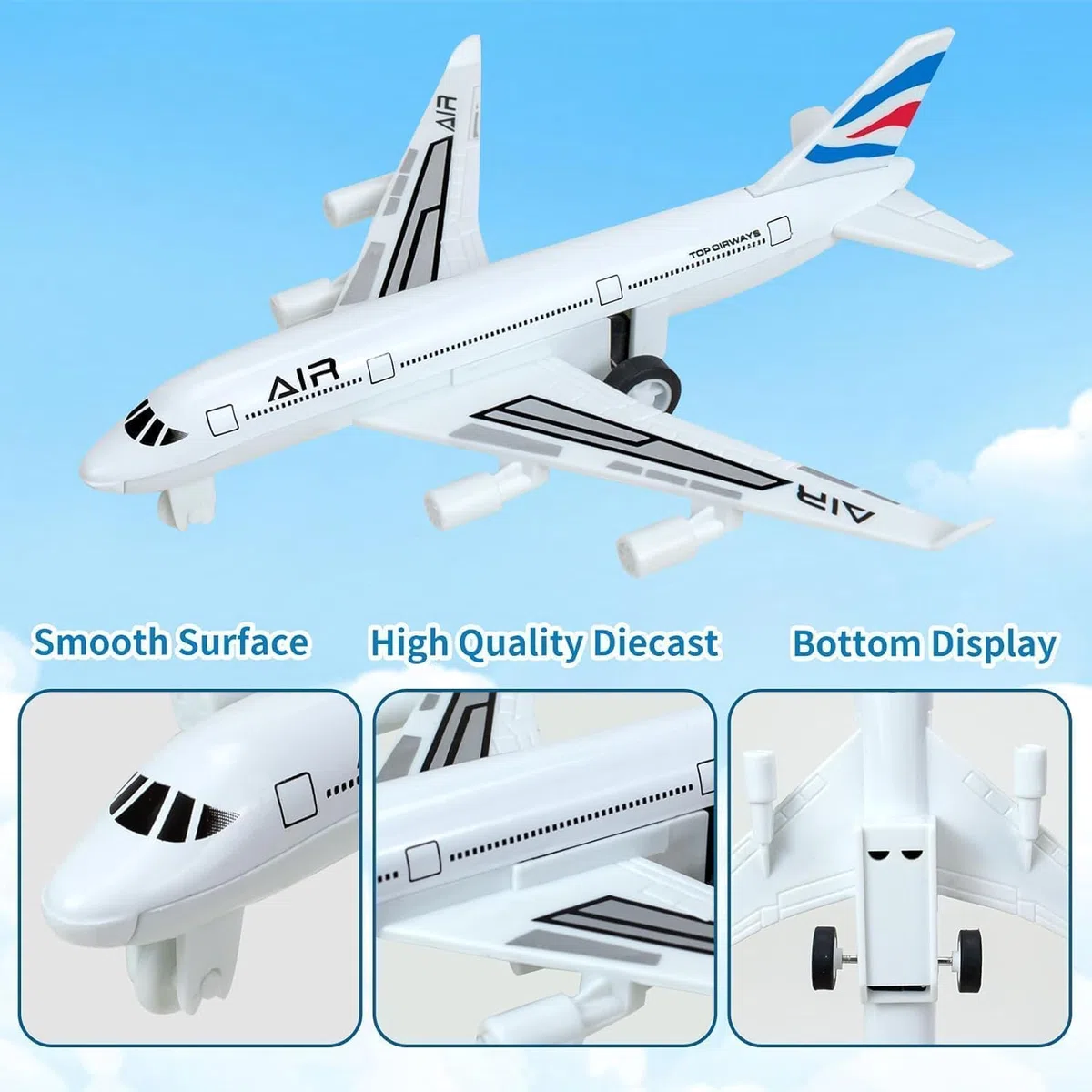 Flugzeug Spielzeug 4 Pcs, Metall Pull Back Flugzeug Spielzeug für 3 4 5 6 Jahre Jungen Mädchen, Diecast Flugzeuge Modelle, Geschenke für 6 jahrlge Jungen Kinder