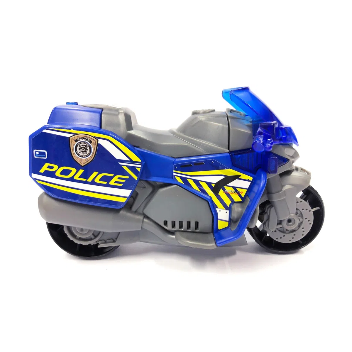 Dickie Toys – Polizei Motorrad – Spielzeug Motorrad für Kinder ab 3 Jahren, mit Licht- und Soundeffekte, Freilauf, ausklappbares Warnschild, 15 cm lang, 203302031, Mehrfarbig