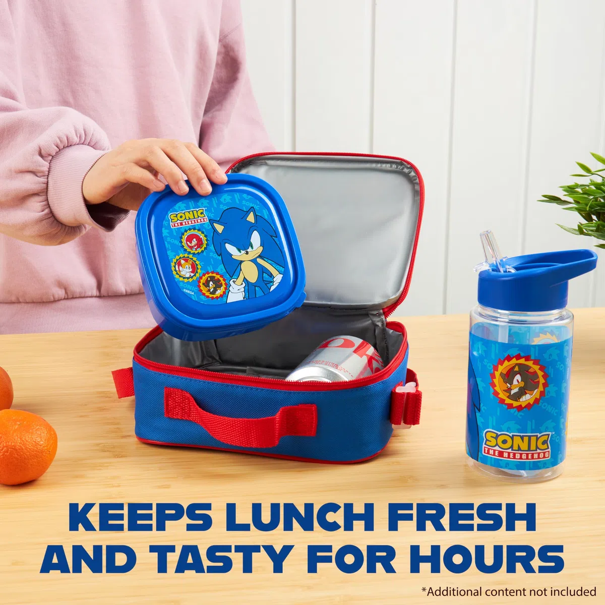 Get Trend SONIC THE HEDGEHOG Lunchtasche Kinder Set mit Trinkflasche und Lunchbox BPA Frei Isolierte Tasche für Schule Kita Kindergarten Urlaub (Sonic)