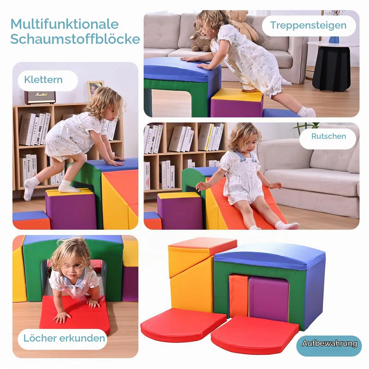 Kinder Schaumstoffbausteine, große Schaumstoffbausteine, Indoor-Kletterblöcke, Kinderklettergerüste (bunt-6)