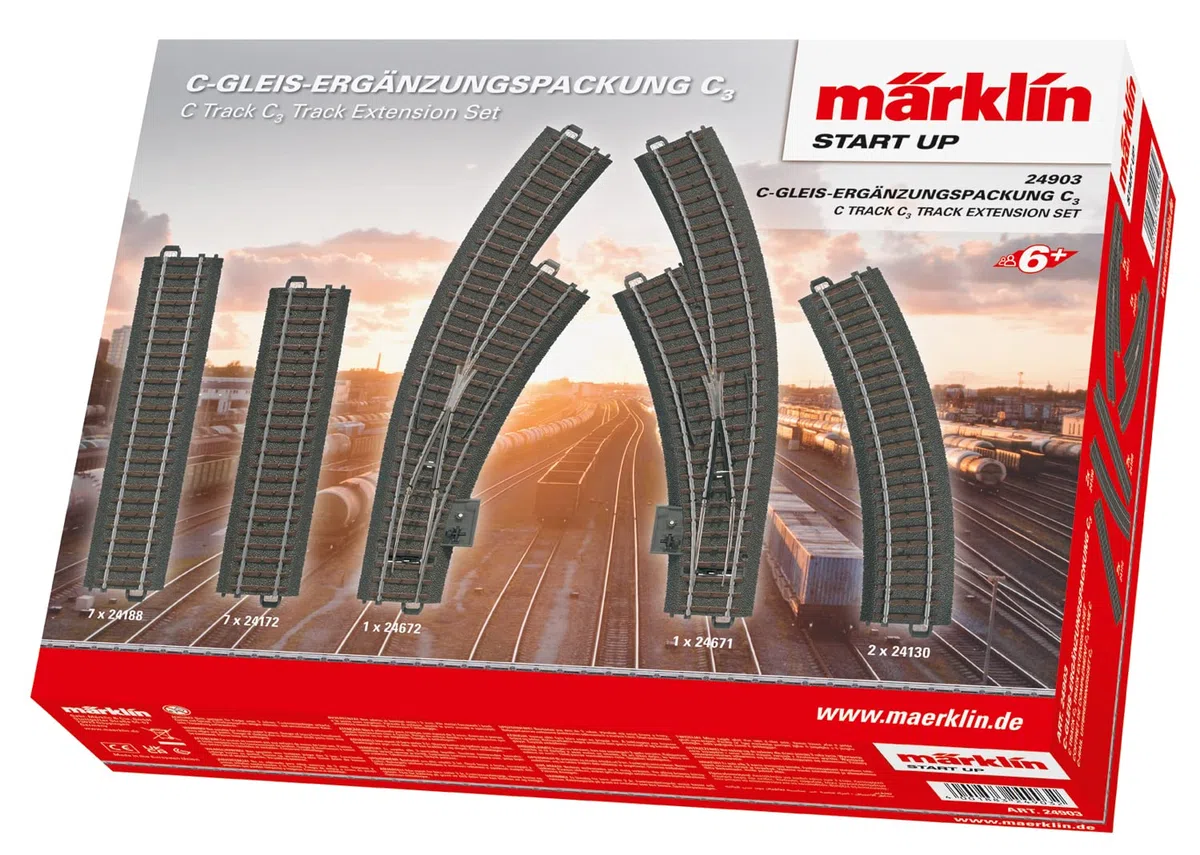 Märklin Start Up 24905 C-Gleis-Ergänzungspackung C5, Spur H0 & 24903 - C-Gleis-Ergänzungspackung C3, Spur H0