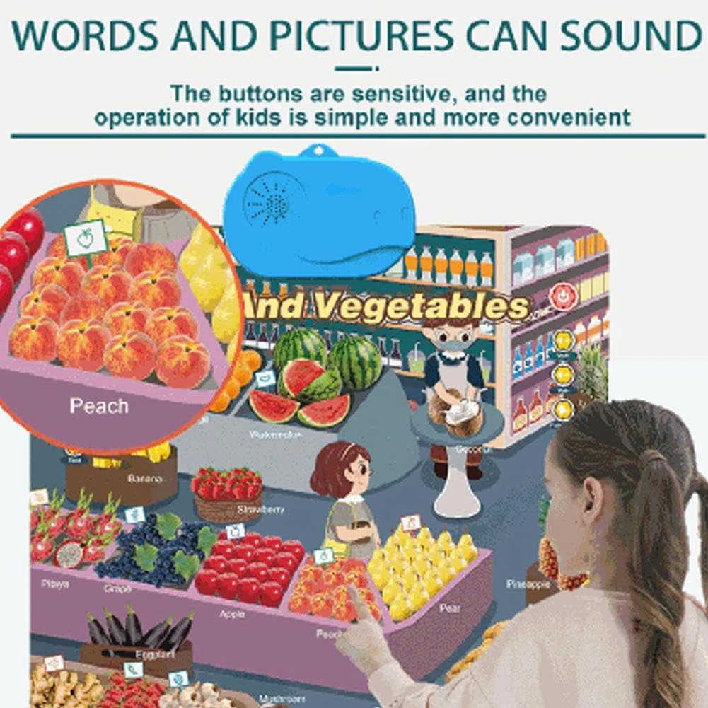 2025 Neue sprechende Wandtafel für Kinder, Englisch-Lernposter mit Sounds, interaktives Diagramm, Wandalphabet, elektronisch