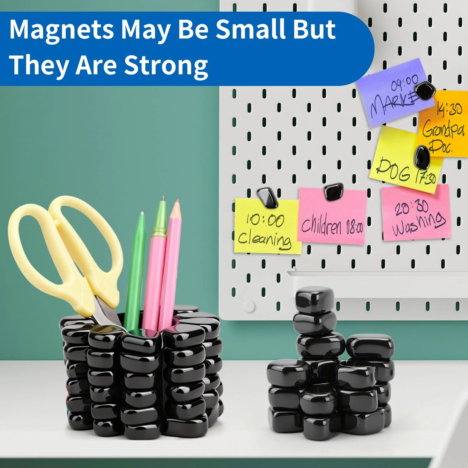 60 Stück Irregulär Steine Magnete Magnetsteine aus Hämatit ASMR Hämatit Magnete Anti-Stress Kugel & Kreatives Konstruktionsspielzeug für Familientreffen Camping Büro（Schwarz）