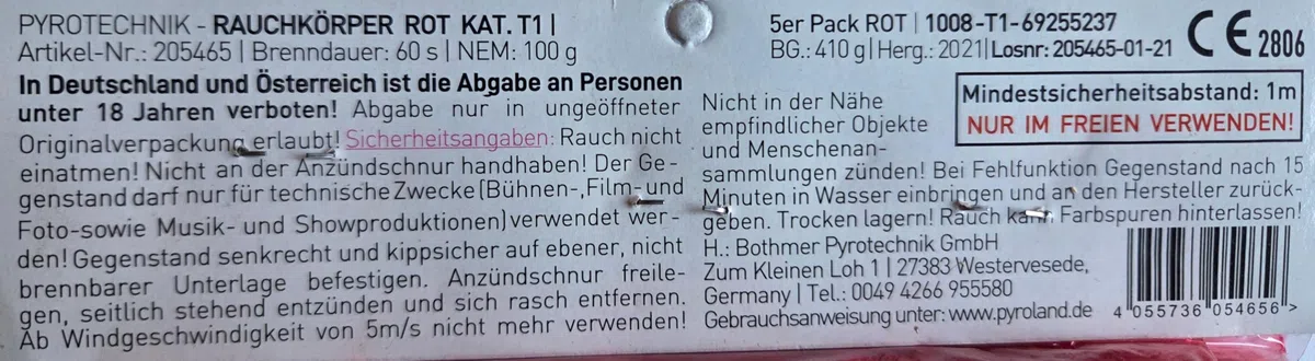 Pyroland Rauchbomben Power Smoke, 5X Rauchfackeln für Hochzeit, Pink | Feuerwerk in Pink, ca. 60 Sekunden Brenndauer, CE-Kennzeichnung, für Fußball, Fotoshooting & Events