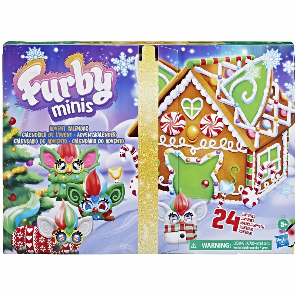 Furby Minis Adventskalender mit 24 Überraschungen, Mini Figuren, Sticker und DIY Schlüsselanhänger mit Charms, weihnachtliches Countdown Spielzeug, Sammelset für Kinder ab 6 Jahren