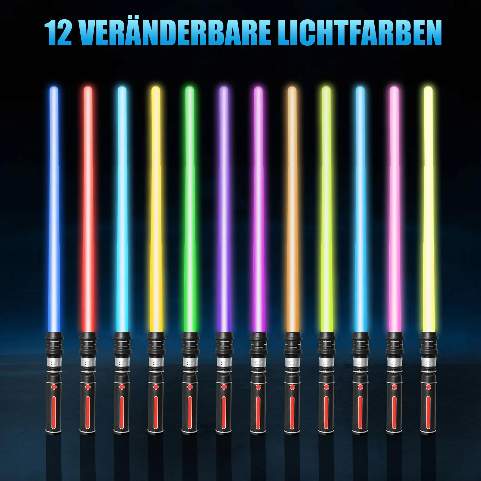 SOARFLY Lichtschwert 12 Farben, 2 Stück Laserschwert für Kinder Erwachsene, FX Lichtschwert Simulierter Filmkampf-Soundfonts für Party, Geschenk, Cosplay