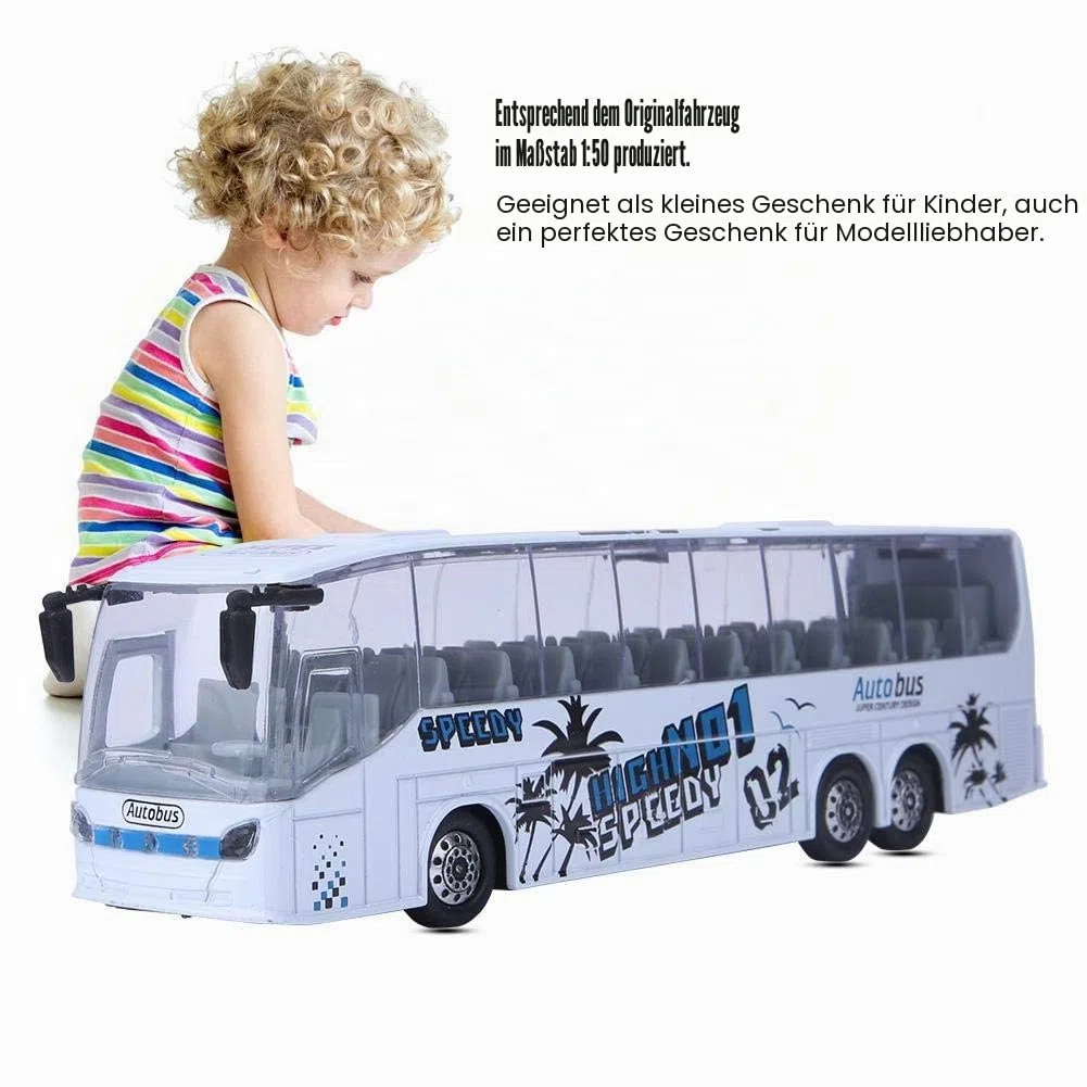 Zerodis 1:50 Simulation Transit Bus Modell,Bus Modell Spielzeug Alloy Pull-Back Busspielzeug mit Licht und Musik für Kinder(Weiß)