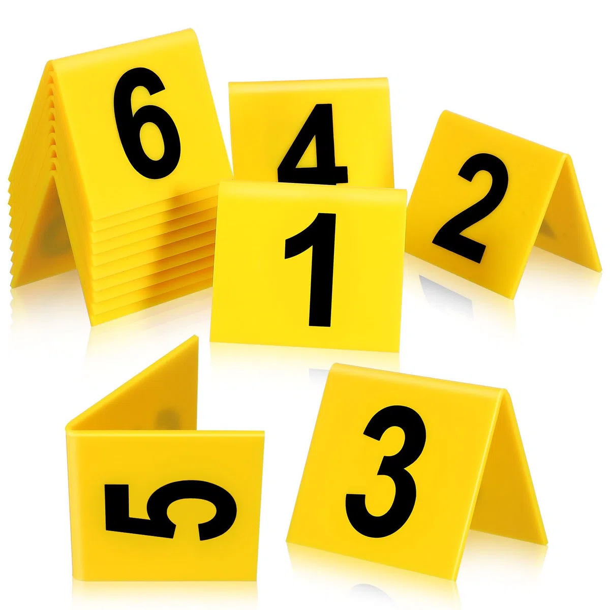 STOBAZA 15 Stück Beweismarker für Detektivspiele, Gelbe Zahlenmarker mit Dreieckigem Design, Szenenmarker für Mystery Party, Escape Room, Rollenspiel, Tischkarten und Foto-Requisiten