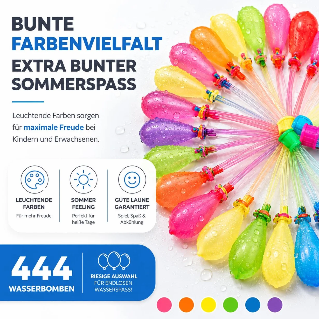 444x Selbstschließende Wasserbomben bunt - Erwachsene & Kinder - Schnell befüllbar - Luftballons