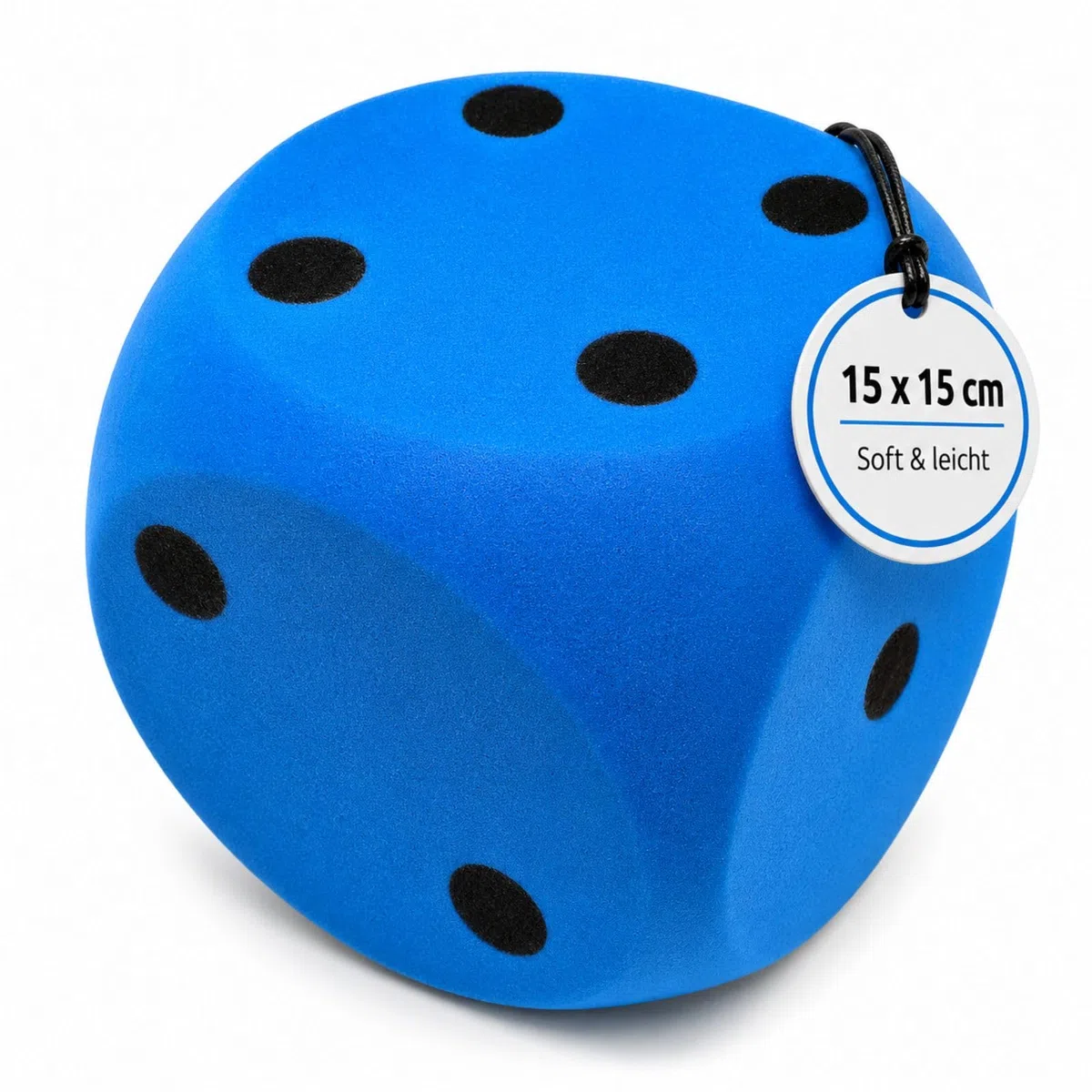 alldoro 63108 XXL Schaumstoff-Würfel Blau, 15 x 15 cm, großer Soft-Spielwürfel, weich & leise, Spielen & Lernen, Indoor & Outdoor