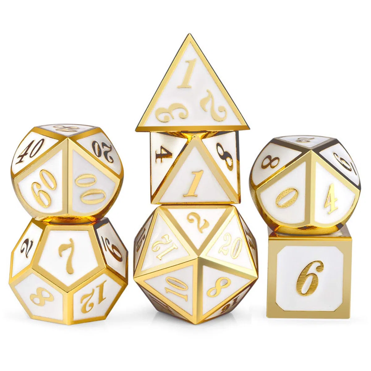 ORUZA 7 Stück DND Metall Würfel Set, Vintage Polyedrischet D&D Würfel für Dungeons und Dragons RPG MTG TTRPG Pathfinder Rollenspiele Tischspiele Würfel