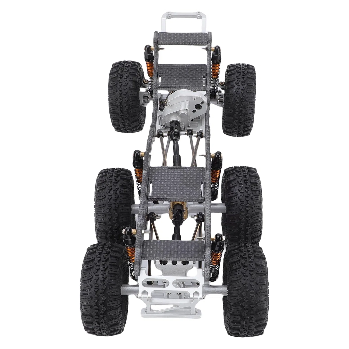 Bewinner Chassis -Rahmen für Axiale SCX24 RC -LKW, Carbon -Faser -Chassis -Rahmen -Upgrade, 6x6 RC -LKW -Körper mit Niedriger Mittelstufe für Verbesserte Stabilitätshandhabung (schwarzes Silber)