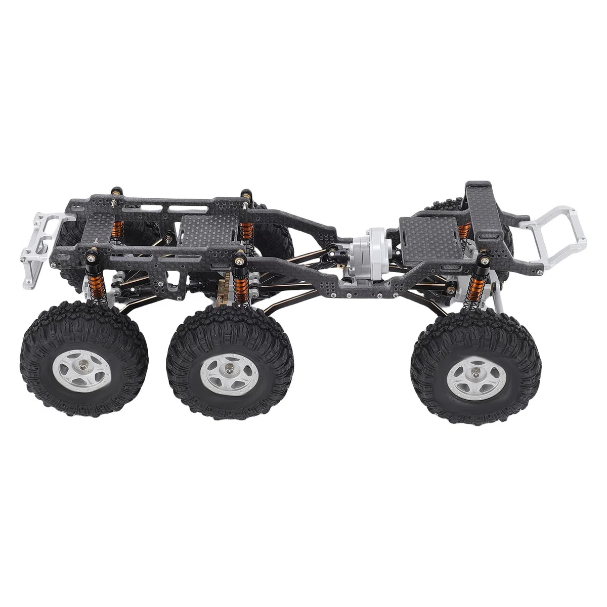 Bewinner Chassis -Rahmen für Axiale SCX24 RC -LKW, Carbon -Faser -Chassis -Rahmen -Upgrade, 6x6 RC -LKW -Körper mit Niedriger Mittelstufe für Verbesserte Stabilitätshandhabung (schwarzes Silber)