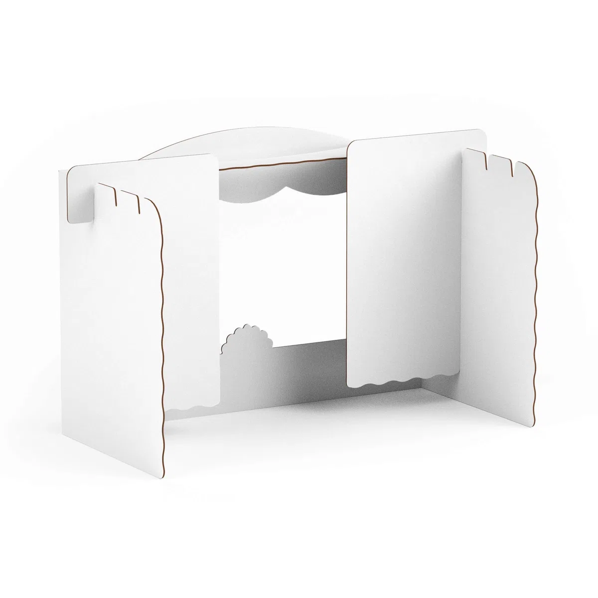 Tisch Puppentheater 47,3 x 75 x 38 cm aus Pappe Theater Karton - Kasperletheater inkl. Kulissen weiß zum Bemalen und Bekleben