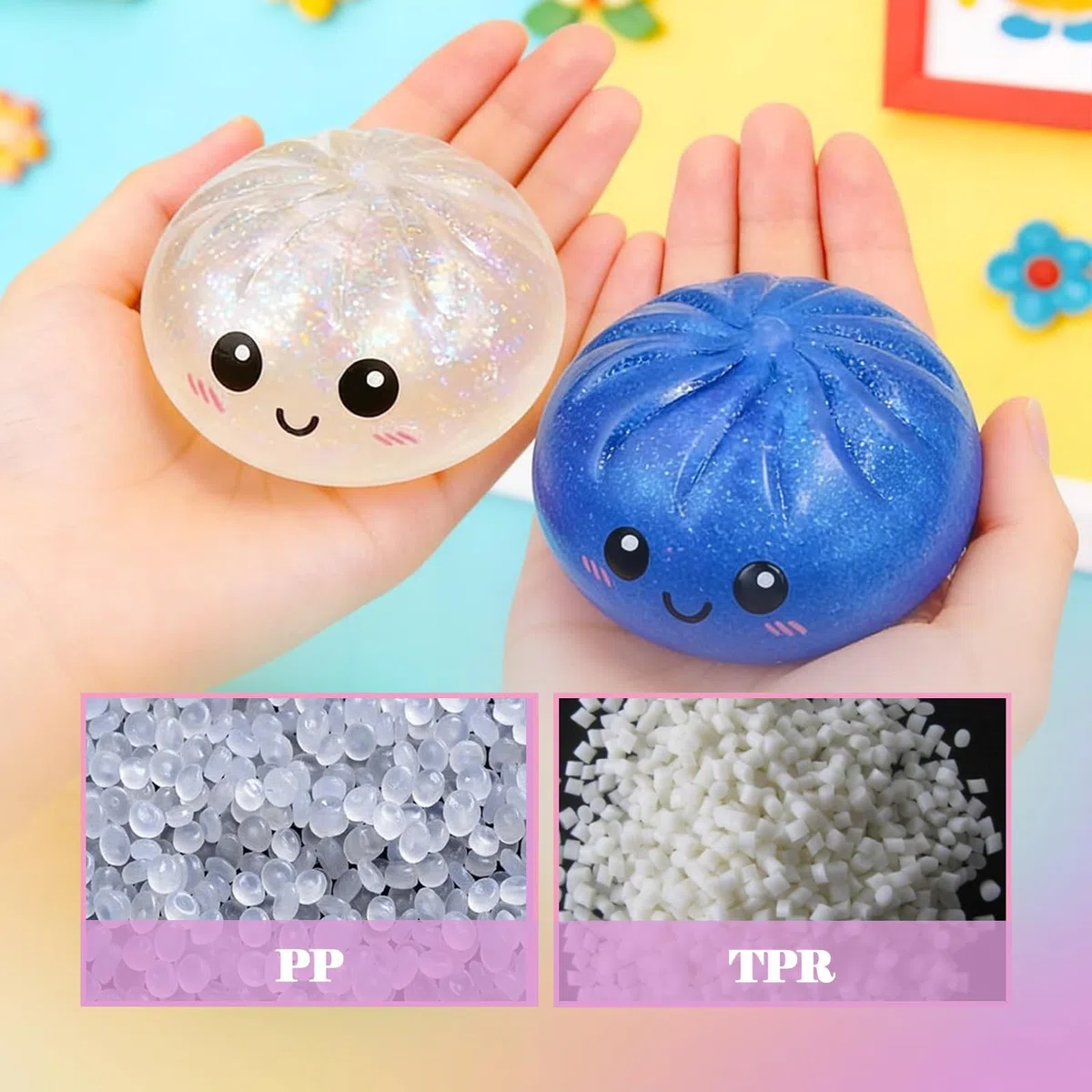 Knödel-Squishy, buntes Knödel-Spielzeug mit Dampfgarer, Überraschungsknödel-Stressabbau-Spielzeug, weiches Knete-Spielzeug zum Entspannen für Erwachsene, Jungen und Mädchen