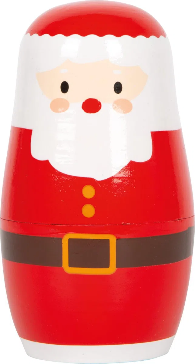 small Foot Matrjoschka Weihnachten Figuren aus Holz, niedliche Nistpuppen, 4-teilig, Stapelspiel für Kinder ab 2 Jahren, 12682