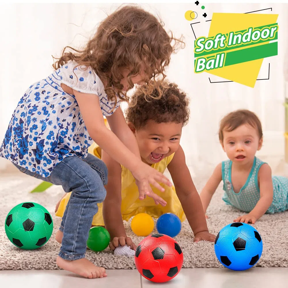 15 cm Kinder Fußball Gummibälle Sportspielzeug, Mini PVC Fußball für den Innenbereich, weiche Fußbälle für Fußballtore, Kleinkinderbälle für aufblasbare Schwimmreifen, 6 Stück