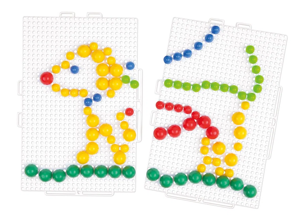 Lena 35615 Mosaiksteckspiel, Mittel, Blau,Gelb,Grün,Rot