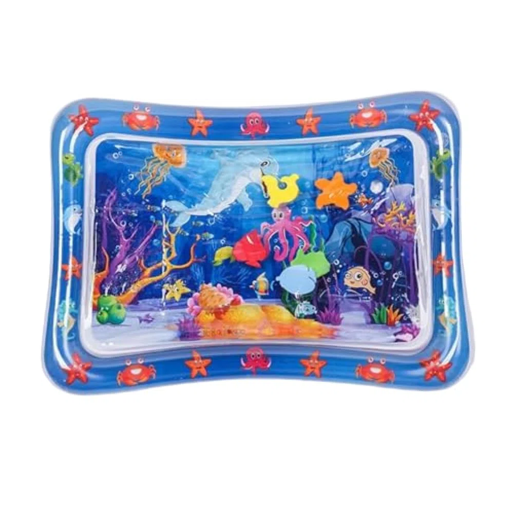 Katzen-Wassermatte, sensorische Wassermatte für Kinder, interaktives Babyspiel mit Meerestieren, tragbar aufblasbar für Babys, Kleinkinder, sensorisches Spiel