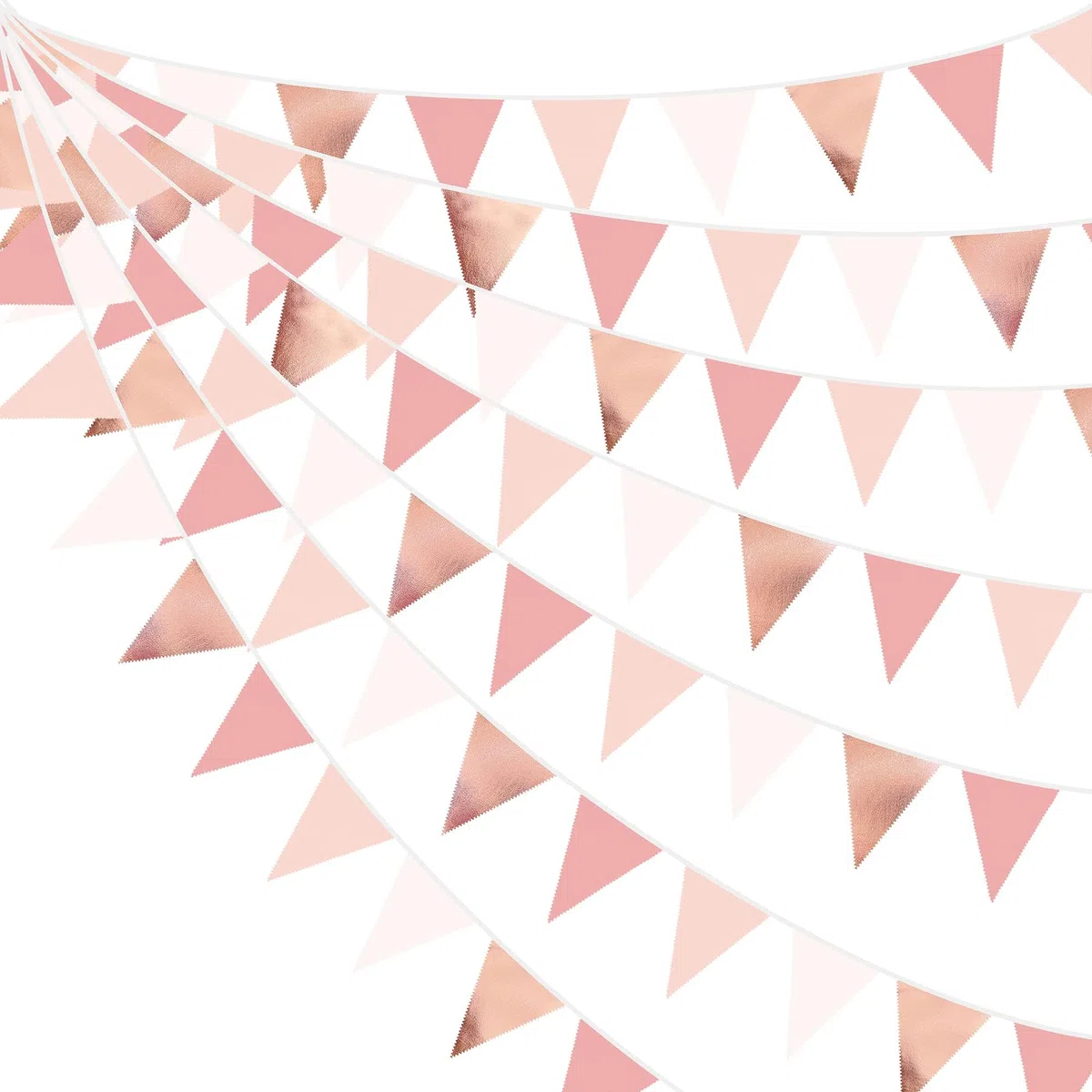 32Fuß Rosa Roségold Wimpelkette Banner Partydekoration Stoff Dreieckig Flagge Wimpel Girlande Luftschlangen für Geburtstag Hochzeit Baby Brautparty Jahrestag Outdoor Garten Hängedekoration