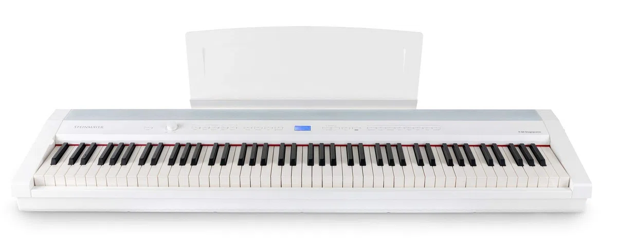 P-60 WM Compact Piano (Stagepiano mit 88 Tasten und passendem Unterbau, Hammermechanik, Anschlagdynamik, 128-fach polyphon, 14 Sounds, inkl. Notenhalter und Netzteil) weiß