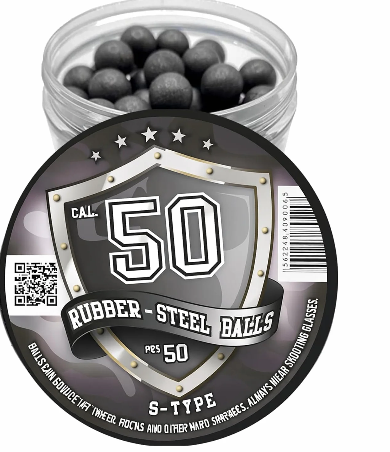 50 x Premium Qualität Hard Mix Gummi Stahl Kugeln 2,7 Gramm schwere wiederverwendbare Projektile Paintballs Reballs Powerballs für Training Heimverteidigung Pistolen im Kaliber 50 (S-Typ)