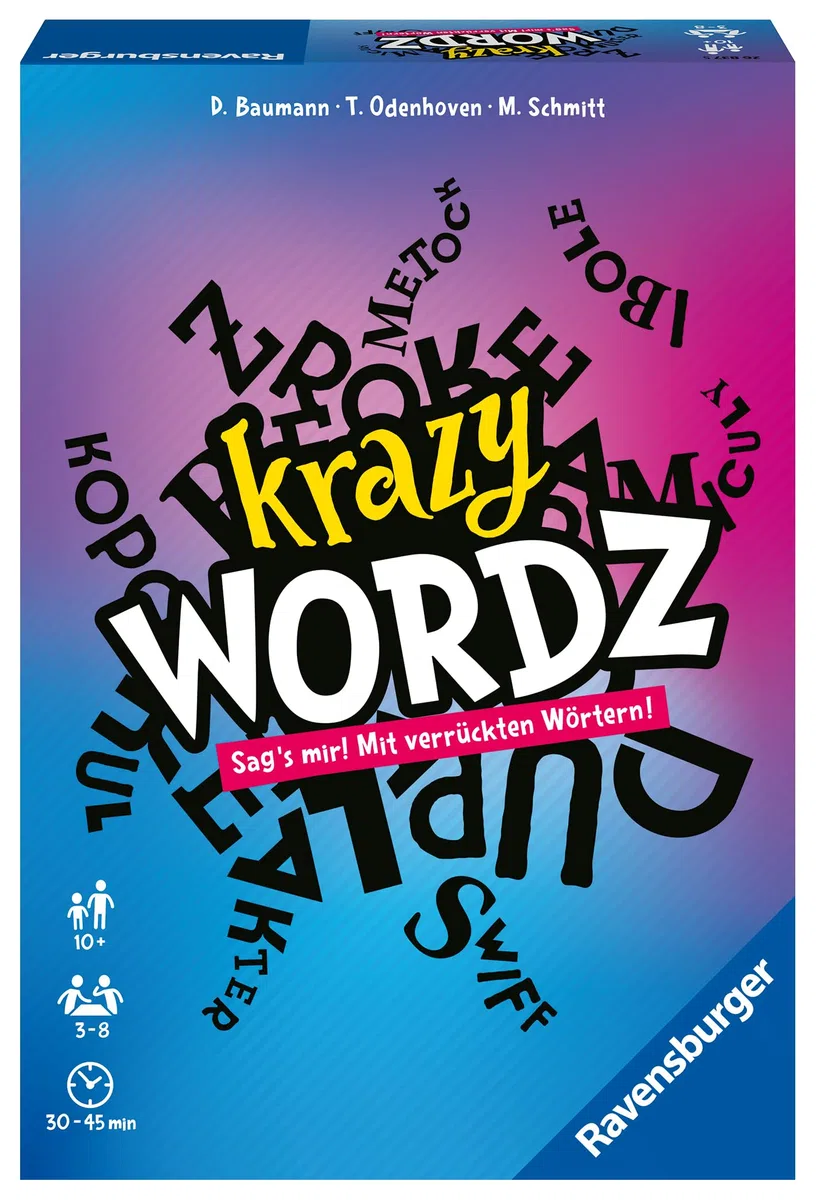 Ravensburger 26837 - Krazy Wordz - Gesellschaftsspiel für die ganze Familie, Spiel für Erwachsene und Kinder ab 10 Jahren, Partyspiel, Silvesterspiel für 3-8 Spieler - mit 240 Spielkarten