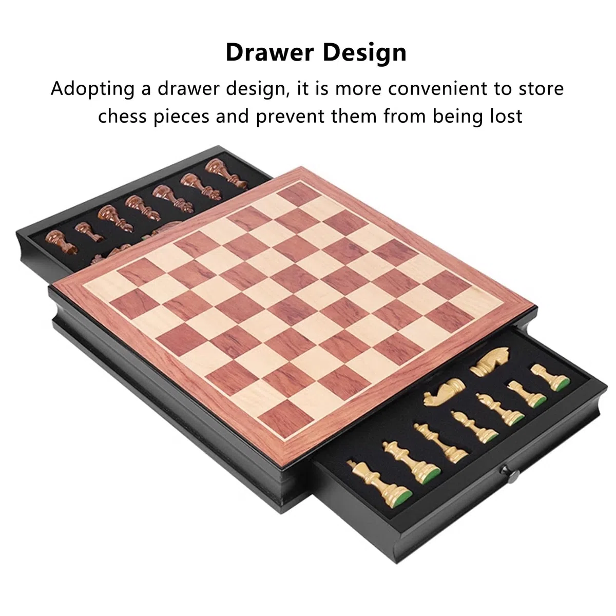 Schachbrett,17.7 "hölzernen Tragbares Reiseschach -set Mit Schachstücken und eingebauten Aufbewahrungsfächern, Leicht Zu Tragen, Reiseschach -set -familienbrettspiel Für Anfänger Und Erwachsene