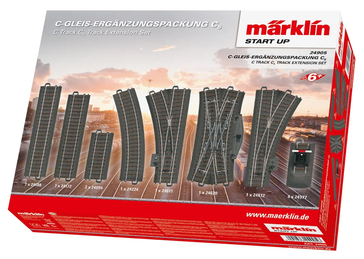 Märklin Start Up 24905 C-Gleis-Ergänzungspackung C5, Spur H0 & 24903 - C-Gleis-Ergänzungspackung C3, Spur H0