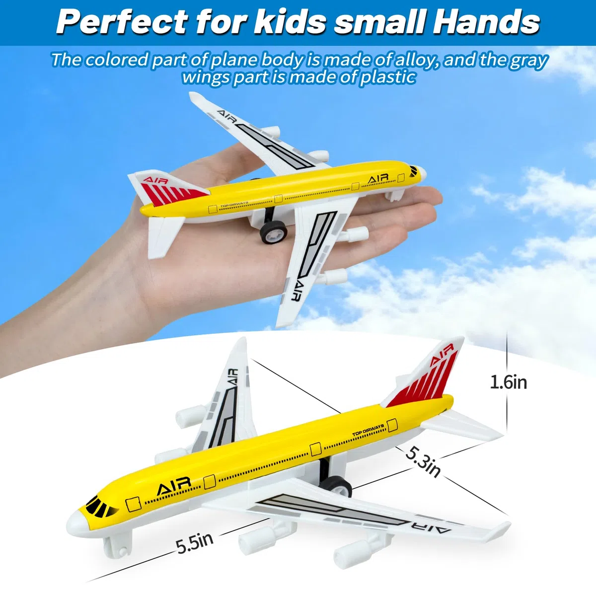 Flugzeug Spielzeug 4 Pcs, Metall Pull Back Flugzeug Spielzeug für 3 4 5 6 Jahre Jungen Mädchen, Diecast Flugzeuge Modelle, Geschenke für 6 jahrlge Jungen Kinder